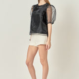 Organza Puff Sleeve Top