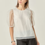 Organza Puff Sleeve Top