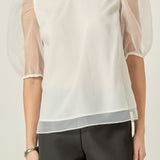 Organza Puff Sleeve Top