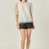 Organza Puff Sleeve Top