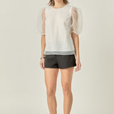 Organza Puff Sleeve Top