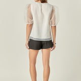 Organza Puff Sleeve Top