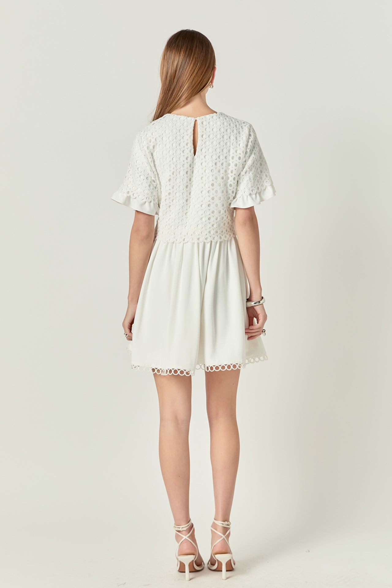 English Factory - Mixed Media Lace Dress White / M English Factory - Mixed Media Lace Dress White / M