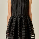 Striped Organza Sleeveless Mini Dress