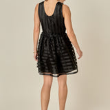 Striped Organza Sleeveless Mini Dress