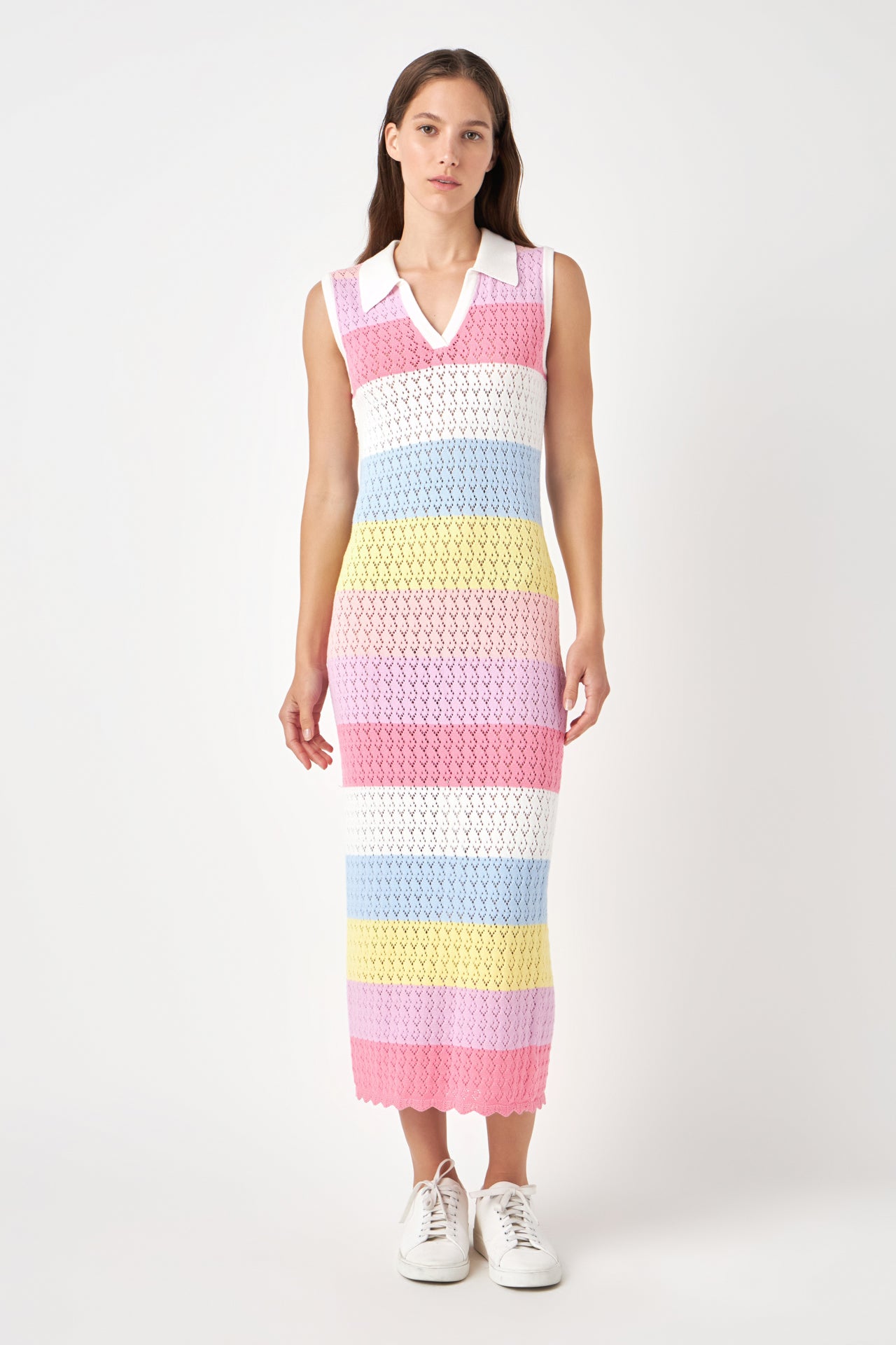 Pastel Waves Crochet Midi Dress English Factory Pastel Waves Crochet Midi Dress English Factory
