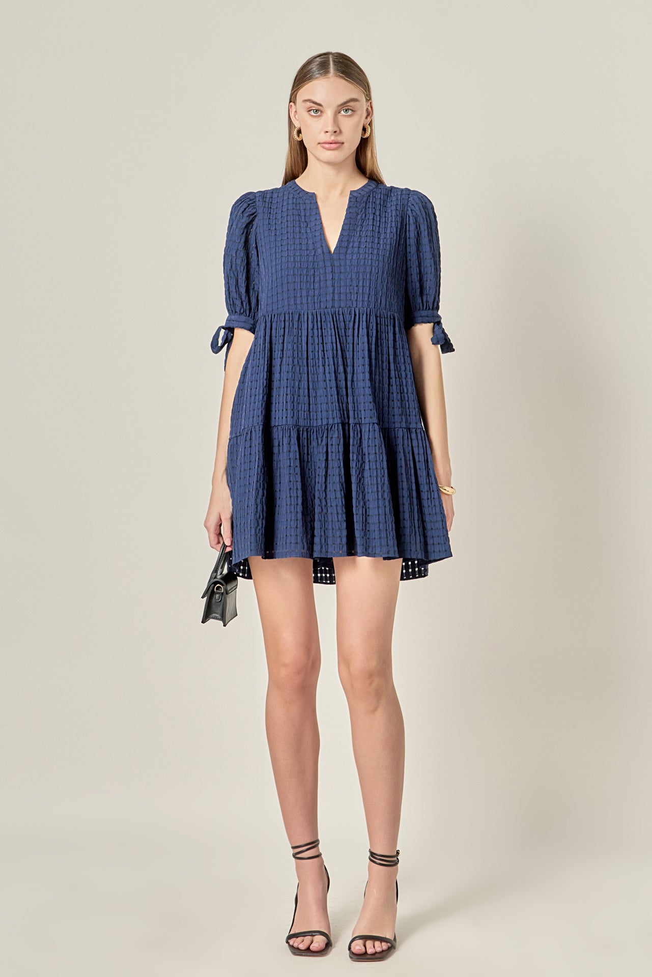 Gingham Tiered Mini Dress – English Factory