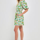 Floral belted Puff Sleeve Mini Shift Dress