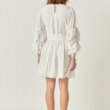 Cinched Puff Sleeve Belted Dress