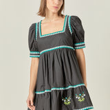 Embroidered Short Sleeve Dress- Sold Out