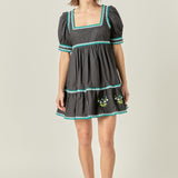Embroidered Short Sleeve Dress- Sold Out