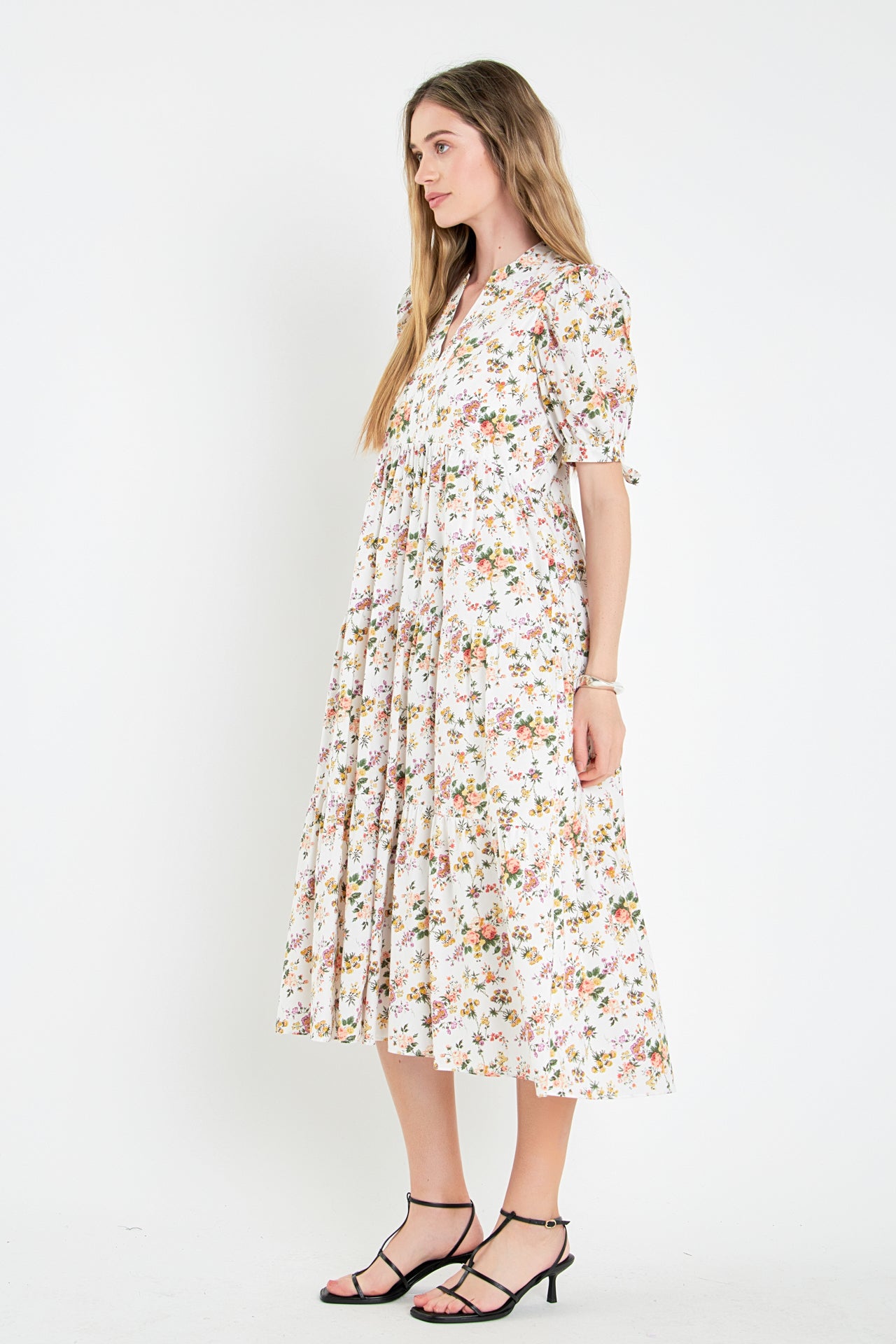 Floral Tiered Midi Dress – English Factory