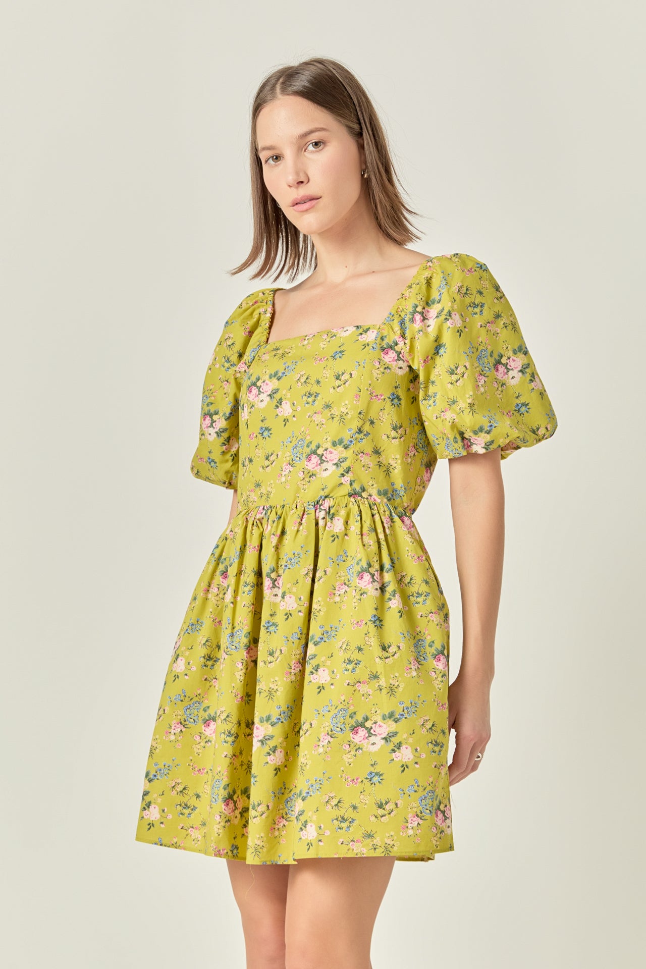 floral cutout mini dress Black Floral Print Fitted Bodice Waist Cutout Mini Dress Medium