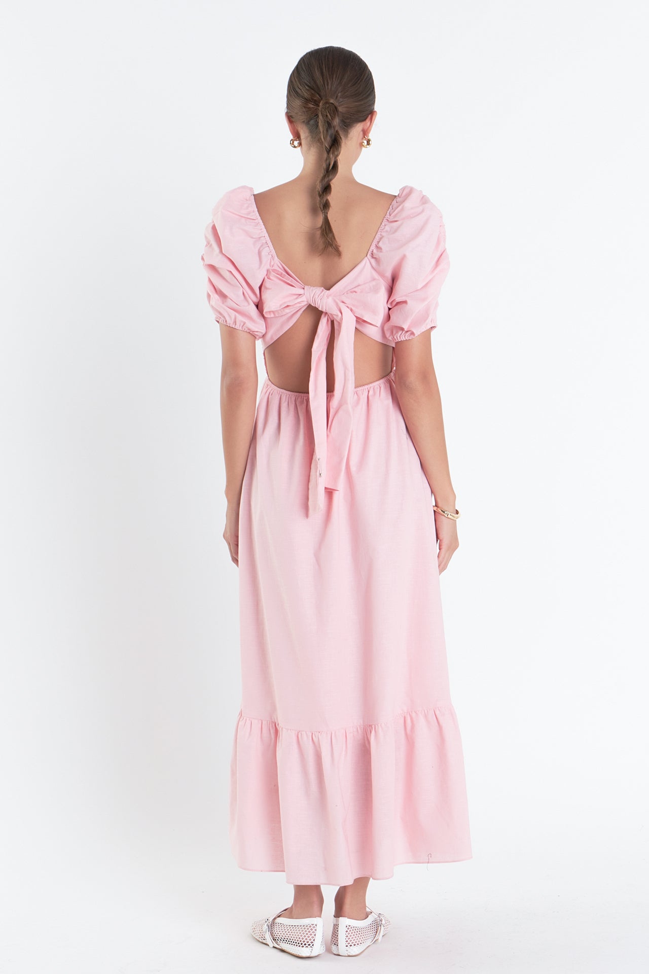 cotton linen long dress club factory Linen-Blend Drapey Midi Dress