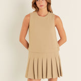 Sleeveless Pleated Mini Dress