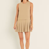 Sleeveless Pleated Mini Dress