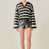 Striped Collared Cropped Sweater