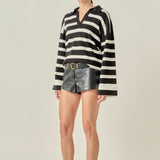Striped Collared Cropped Sweater