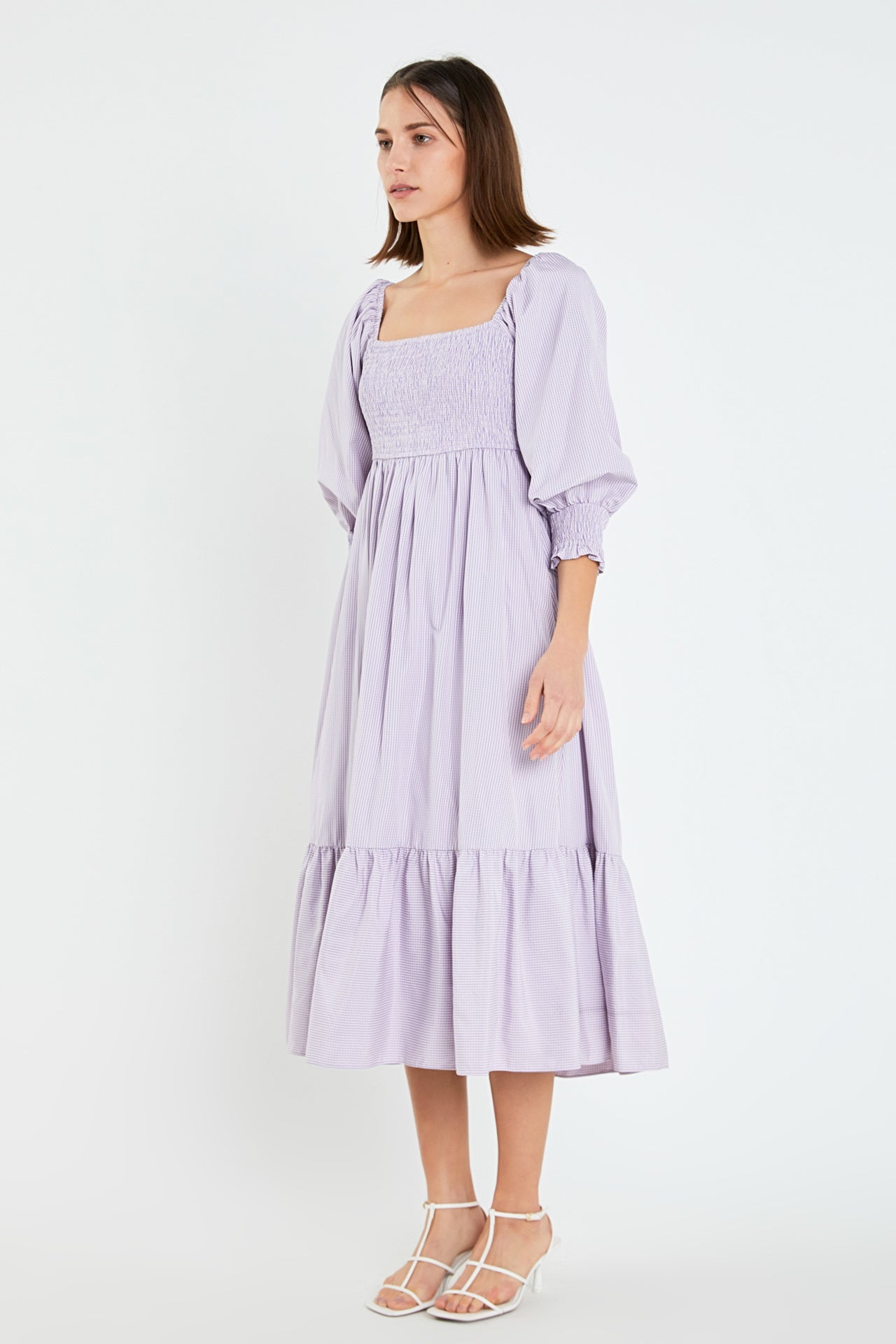 Gingham Smocked Maxi Dress – English Factory