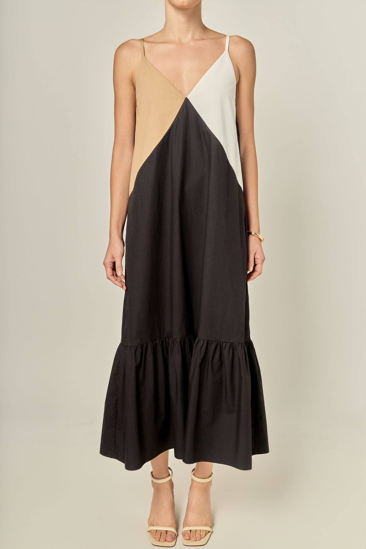 English Factory - Color Block Maxi Dress ORANGE MULTI / S English Factory - Color Block Maxi Dress ORANGE MULTI / S