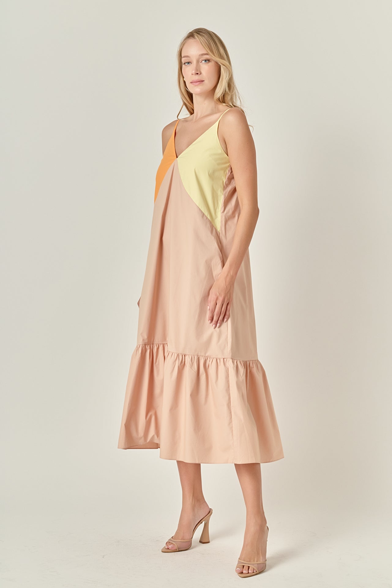 English Factory - Color Block Maxi Dress ORANGE MULTI / S English Factory - Color Block Maxi Dress ORANGE MULTI / S