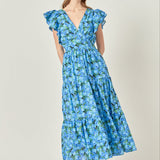 Printed Open Back Maxi Dress