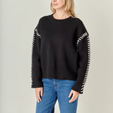 Whip Contrast Stitch Sweater