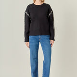 Whip Contrast Stitch Sweater
