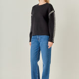 Whip Contrast Stitch Sweater