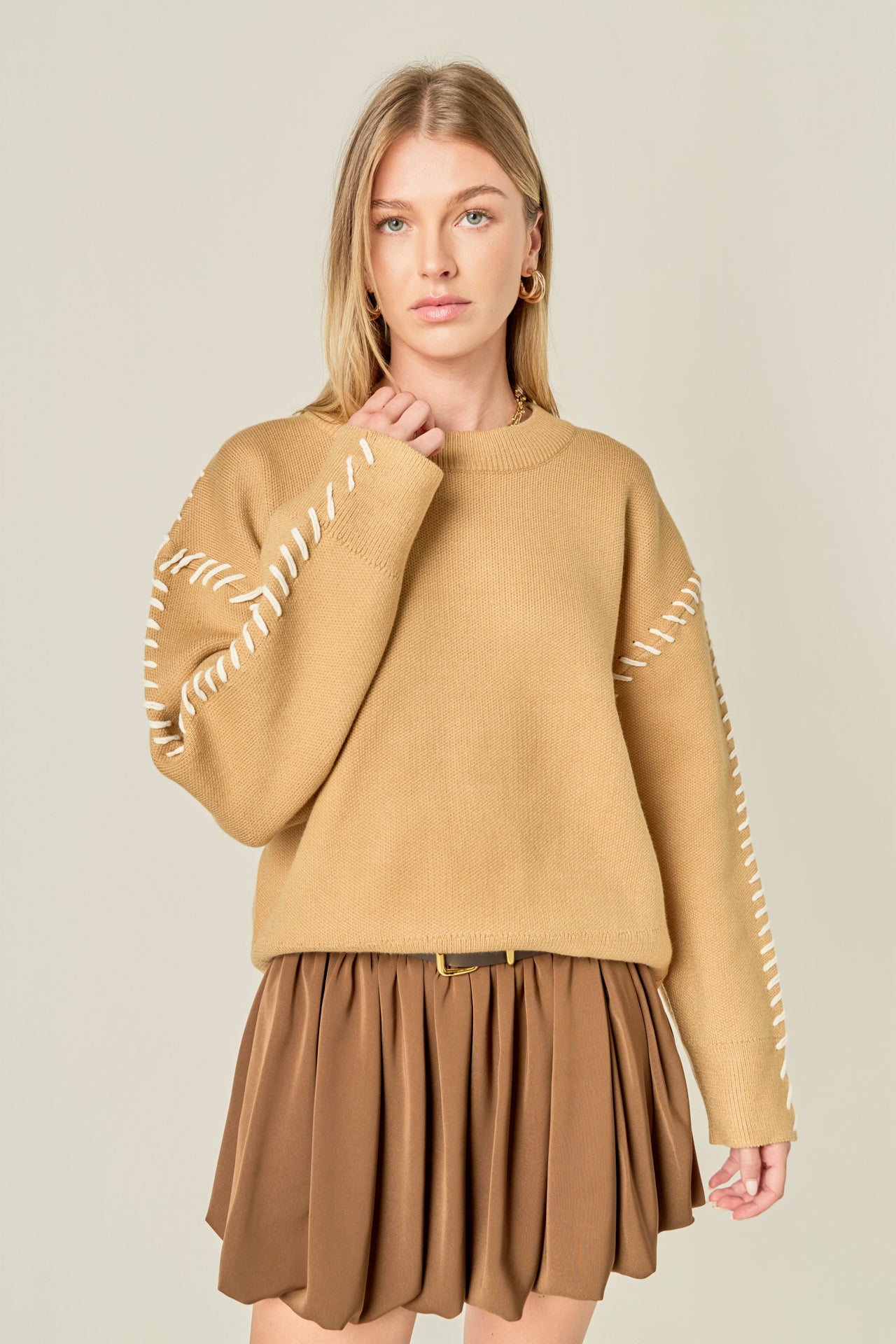 Whip Contrast Stitch Sweater – English Factory
