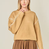 Whip Contrast Stitch Sweater
