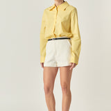 Cuff Sleeve Accent Collar Poplin Dress Shirt