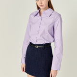 Cuff Sleeve Accent Collar Poplin Dress Shirt