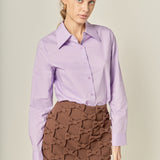 Cuff Sleeve Accent Collar Poplin Dress Shirt