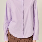 Cuff Sleeve Accent Collar Poplin Dress Shirt
