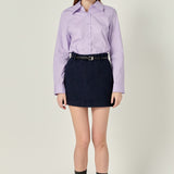 Cuff Sleeve Accent Collar Poplin Dress Shirt