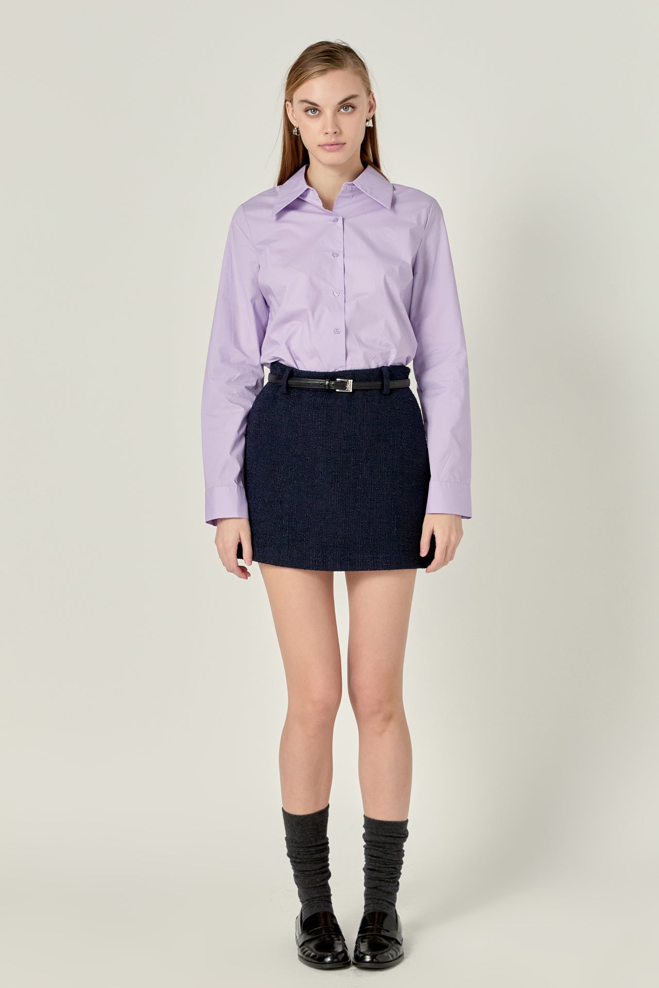 english collar dress shirt Classic Fit Blue Stripe English Spread Collar Non-Iron Men's Dress Shirt Wilkes & Riley, LLC