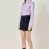 Cuff Sleeve Accent Collar Poplin Dress Shirt