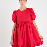 Poplin Corsage Mini Dress