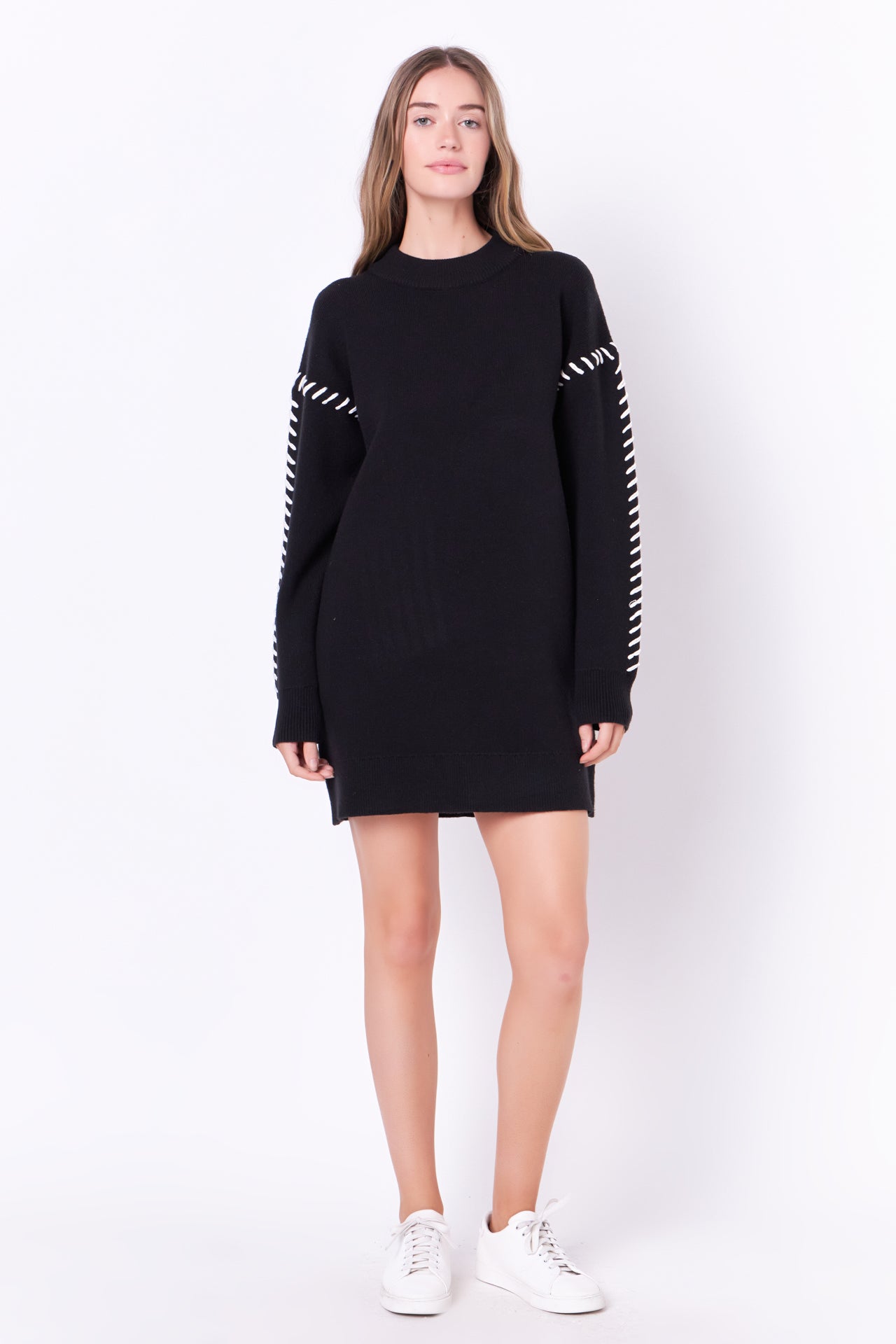 Whip Stitched Knit Mini Dress – English Factory