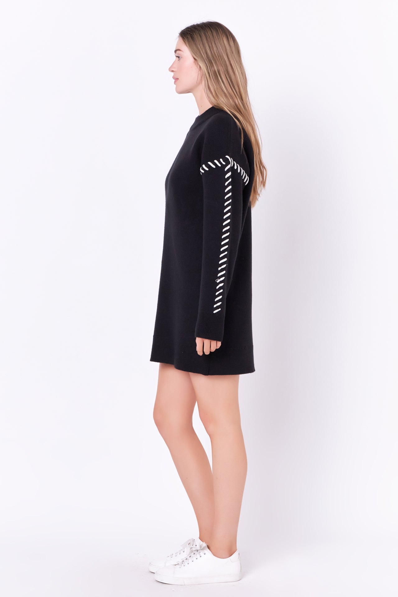 Whip Stitched Knit Mini Dress – English Factory