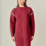 Whip Stitched Knit Mini Dress