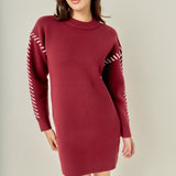 Whip Stitched Knit Mini Dress