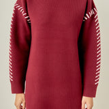 Whip Stitched Knit Mini Dress