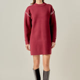 Whip Stitched Knit Mini Dress