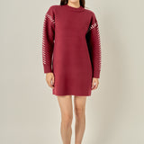 Whip Stitched Knit Mini Dress