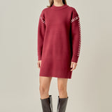 Whip Stitched Knit Mini Dress