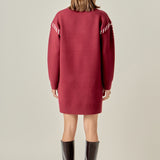 Whip Stitched Knit Mini Dress