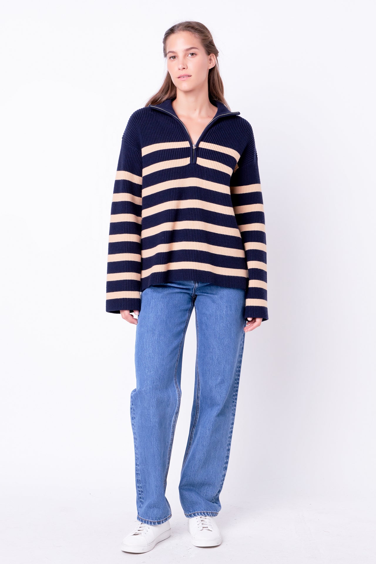 Striped Half-Zip Sweater