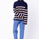 Striped Half-Zip Relaxed Sweater